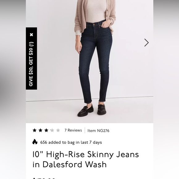 Madewell 10” High-Rise Skinny in Dalesford Wash - Picture 1 of 3